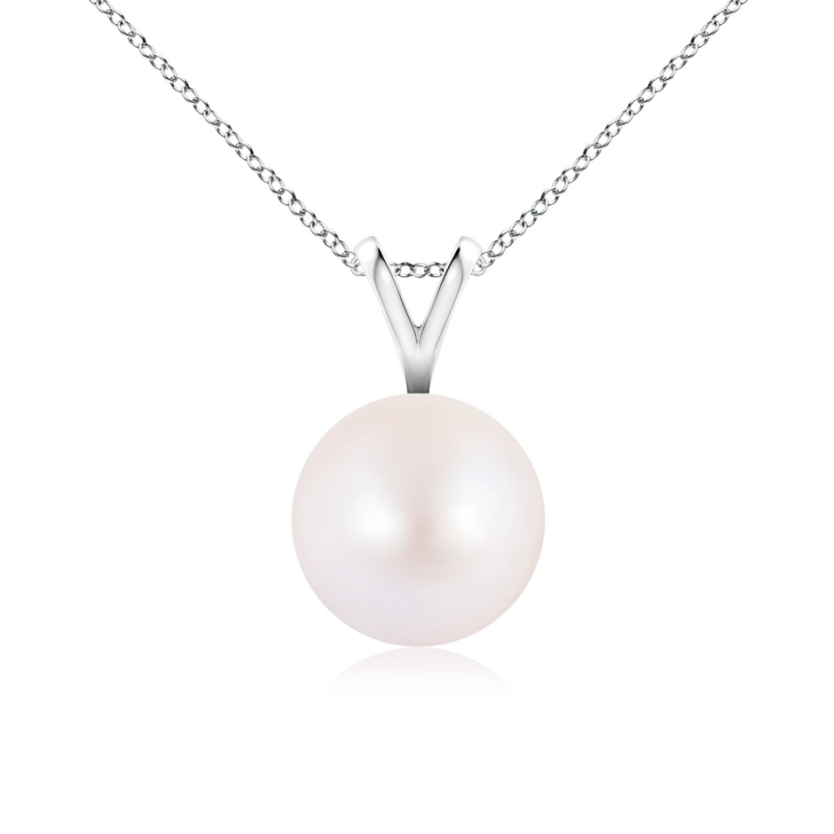 8mm AA Japanese Akoya Pearl Solitaire V-Bale Pendant in 9K White Gold 