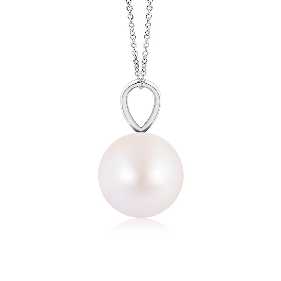 8mm AA Japanese Akoya Pearl Solitaire V-Bale Pendant in 9K White Gold side-1