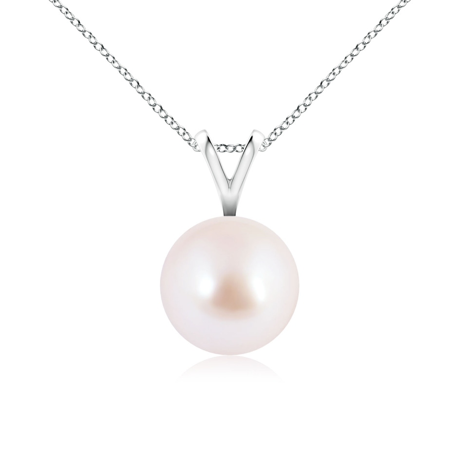 8mm AAA Japanese Akoya Pearl Solitaire V-Bale Pendant in 9K White Gold 