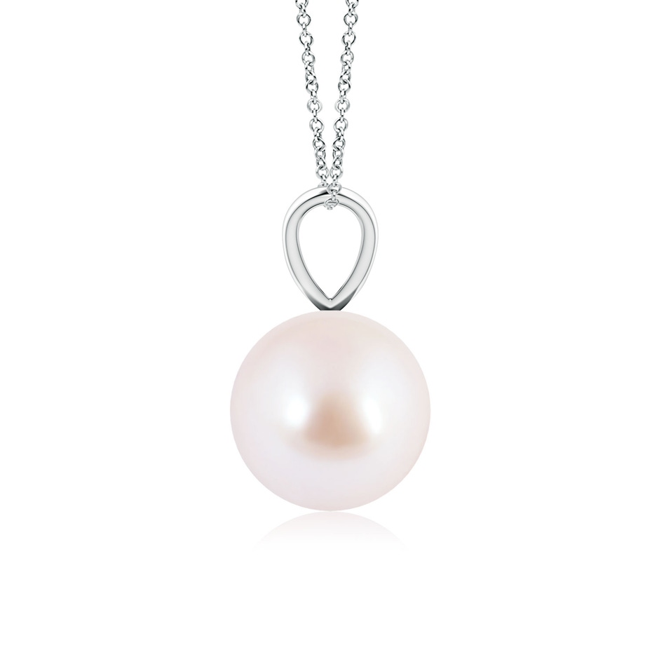 8mm AAA Japanese Akoya Pearl Solitaire V-Bale Pendant in 9K White Gold side-1