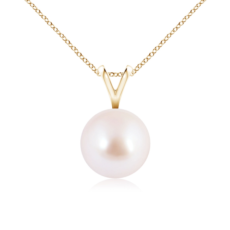 8mm AAA Japanese Akoya Pearl Solitaire V-Bale Pendant in 9K Yellow Gold 