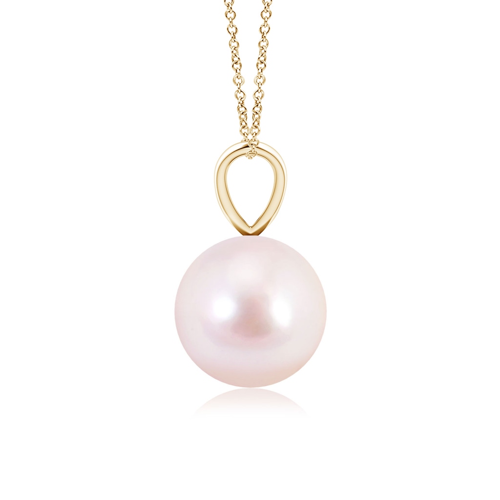 8mm AAAA Japanese Akoya Pearl Solitaire V-Bale Pendant in 10K Yellow Gold Side-1