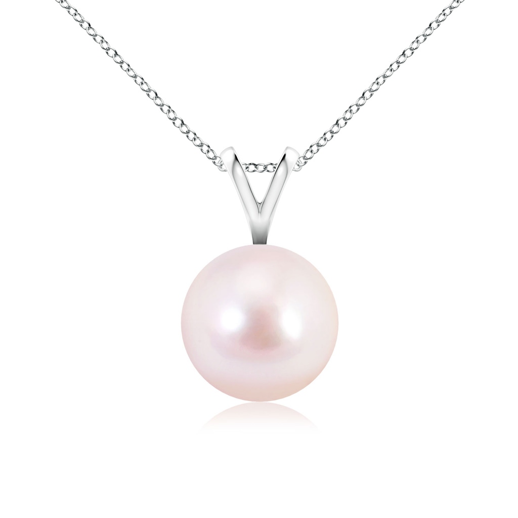 8mm AAAA Japanese Akoya Pearl Solitaire V-Bale Pendant in P950 Platinum