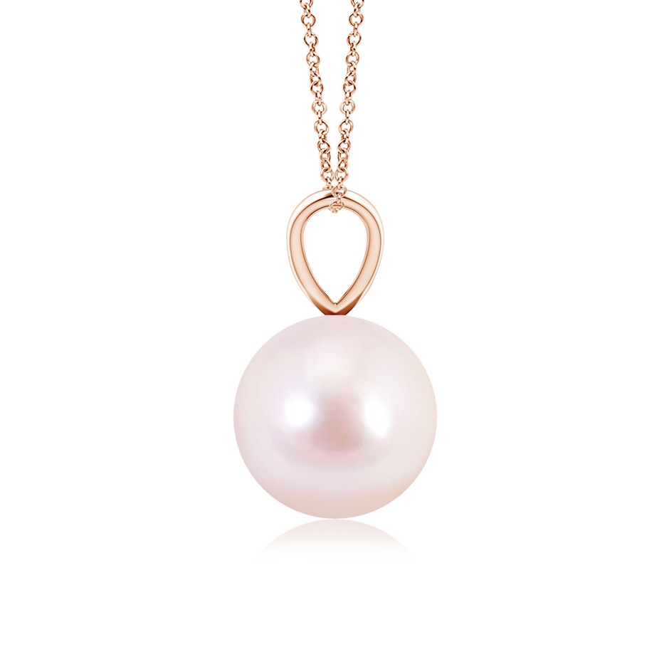 8mm AAAA Japanese Akoya Pearl Solitaire V-Bale Pendant in Rose Gold side-1