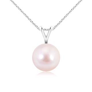 8mm AAAA Japanese Akoya Pearl Solitaire V-Bale Pendant in White Gold
