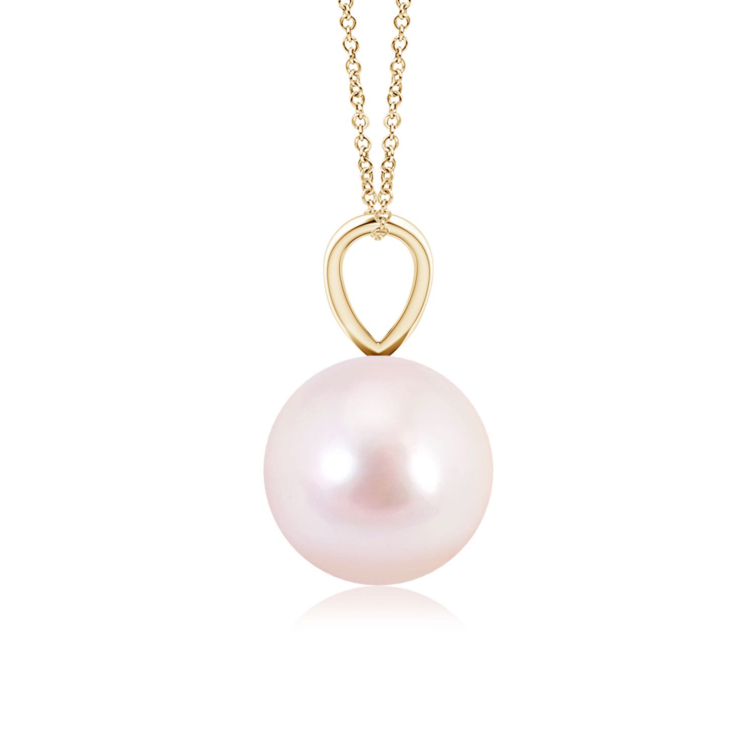 8mm AAAA Japanese Akoya Pearl Solitaire V-Bale Pendant in Yellow Gold - side 2
