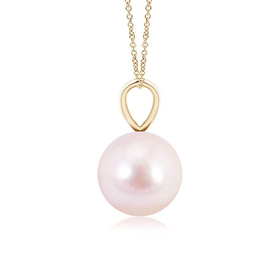 8mm AAAA Japanese Akoya Pearl Solitaire V-Bale Pendant in Yellow Gold side-1