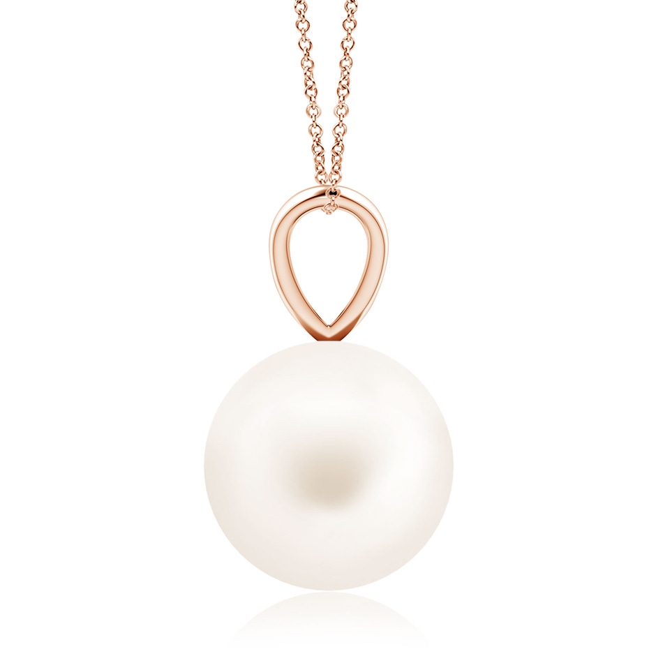 10mm AA Freshwater Pearl Solitaire V-Bale Pendant in Rose Gold side-1