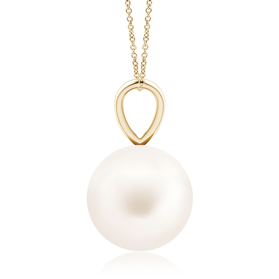10mm AA Freshwater Pearl Solitaire V-Bale Pendant in Yellow Gold side-1