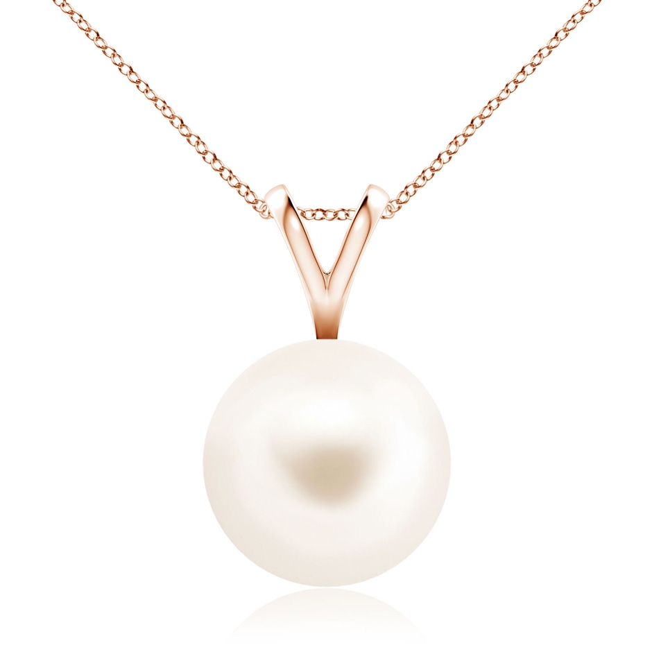 10mm AAA Freshwater Pearl Solitaire V-Bale Pendant in Rose Gold 