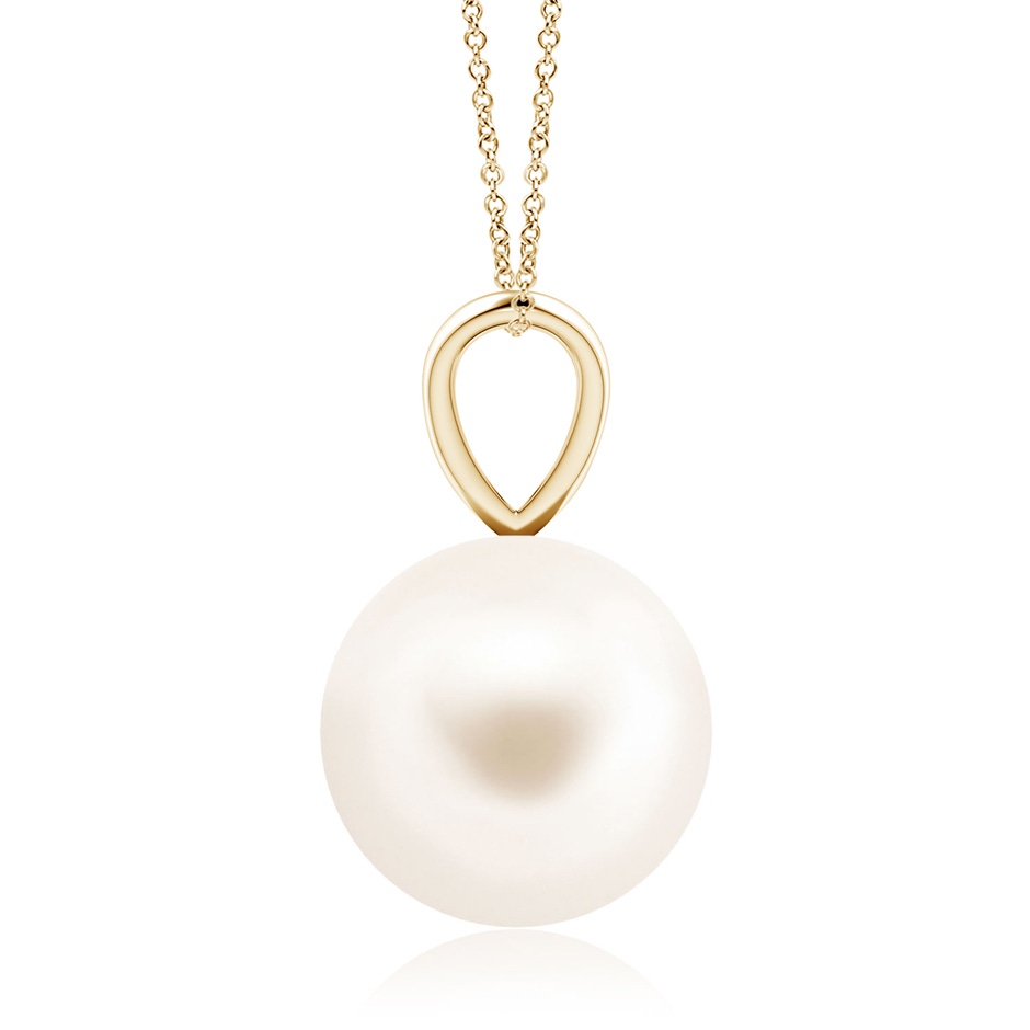 10mm AAA Freshwater Pearl Solitaire V-Bale Pendant in Yellow Gold side-1