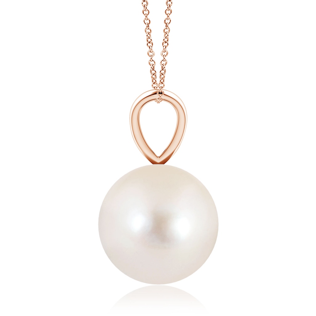 10mm AAAA Freshwater Pearl Solitaire V-Bale Pendant in Rose Gold - side_1