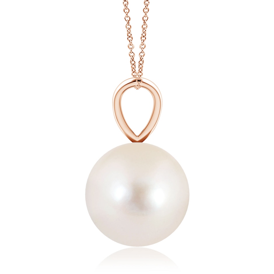 10mm AAAA Freshwater Pearl Solitaire V-Bale Pendant in Rose Gold side-1