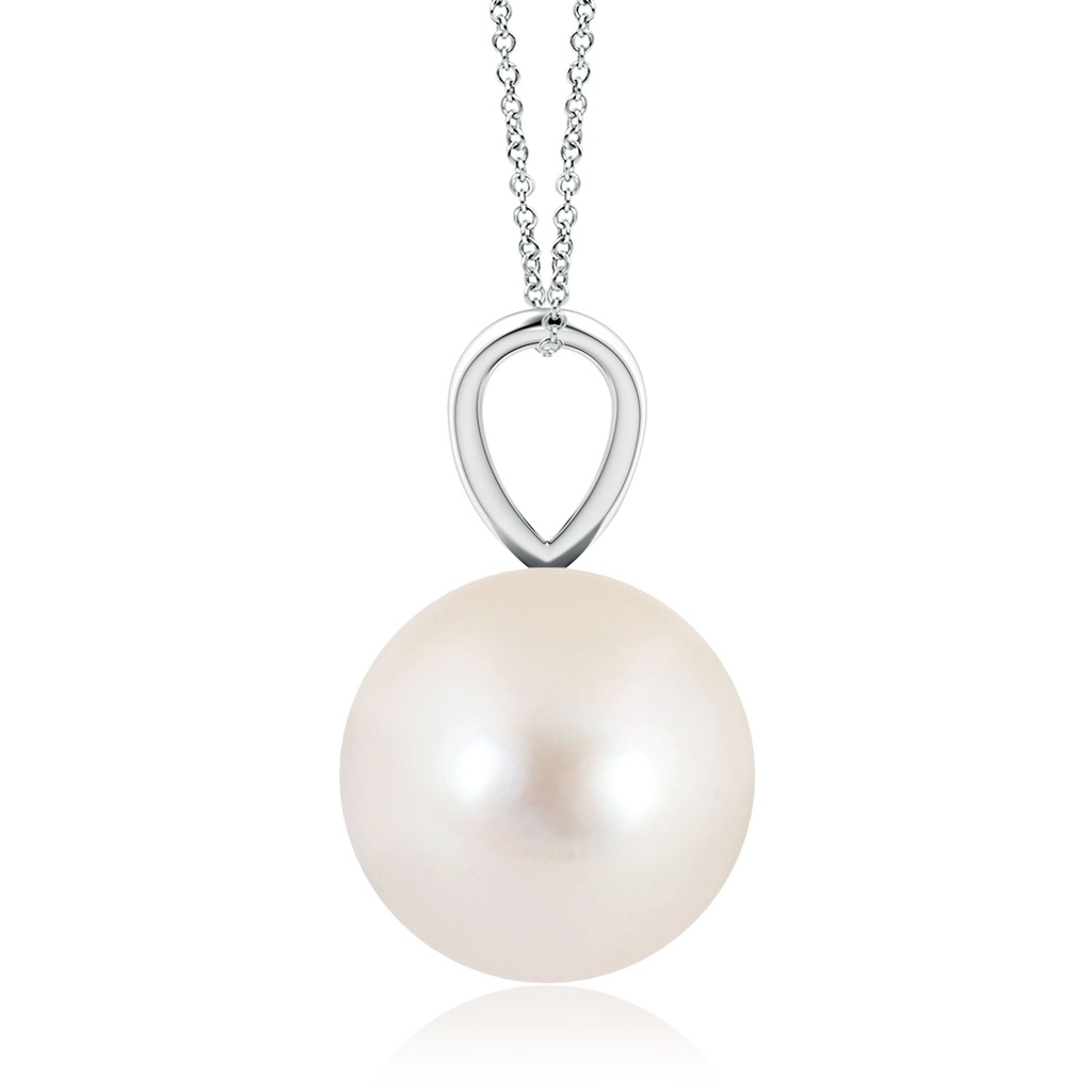 10mm AAAA Freshwater Pearl Solitaire V-Bale Pendant in White Gold - side_1