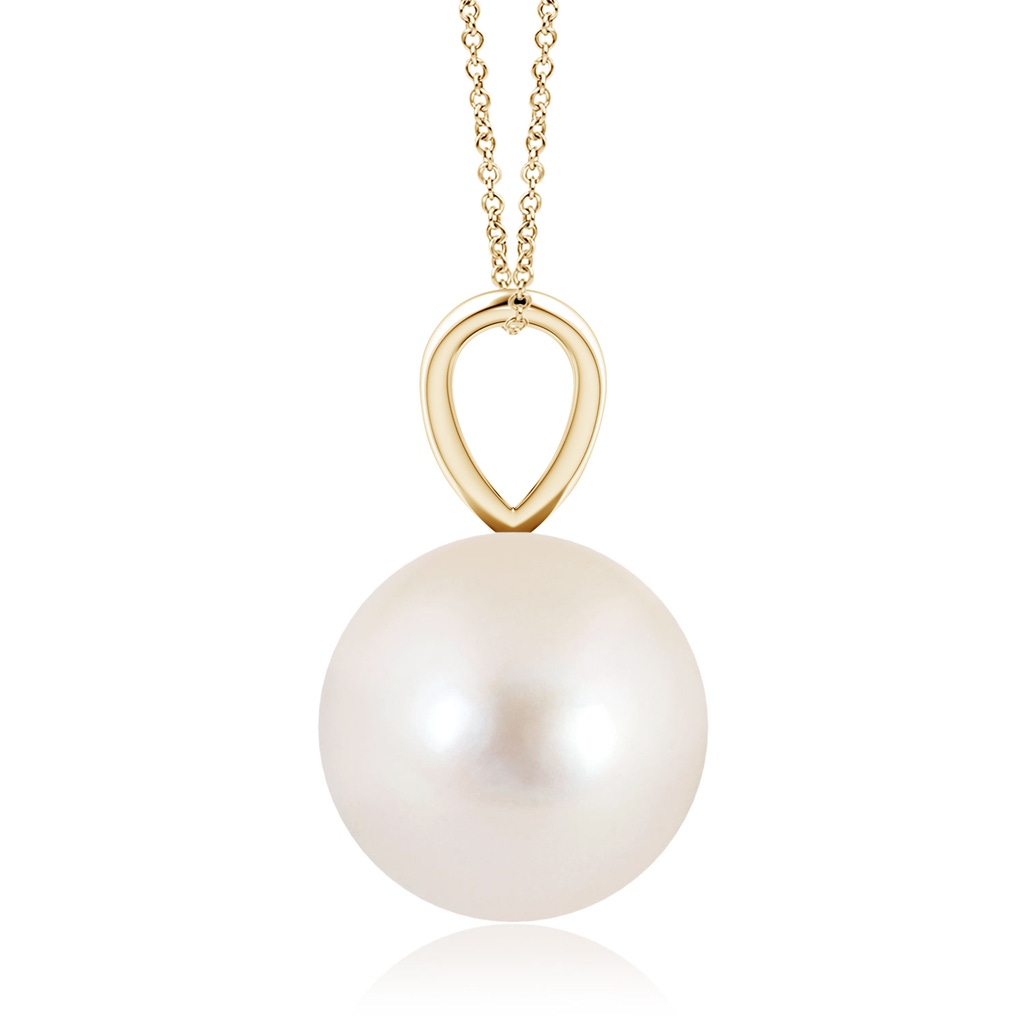 10mm AAAA Freshwater Pearl Solitaire V-Bale Pendant in Yellow Gold - side_1