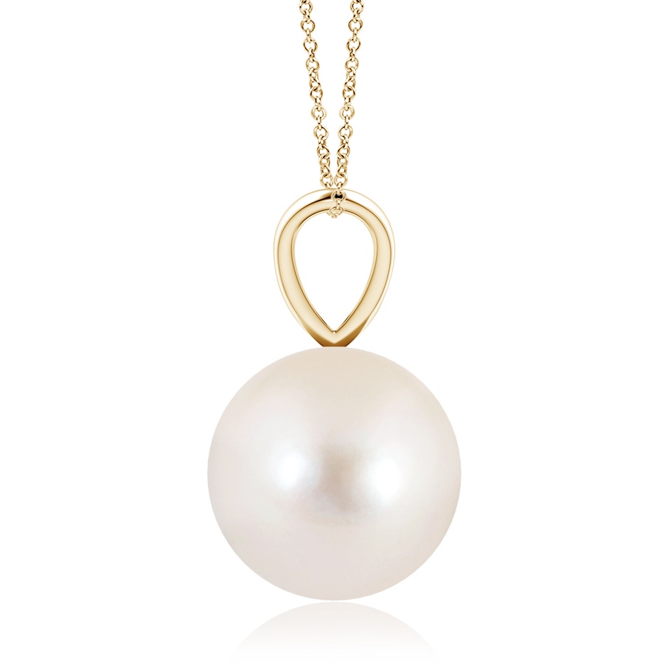 10mm AAAA Freshwater Pearl Solitaire V-Bale Pendant in Yellow Gold side-1