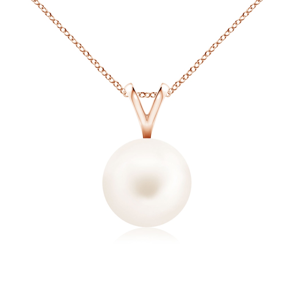 8mm AA Freshwater Pearl Solitaire V-Bale Pendant in Rose Gold
