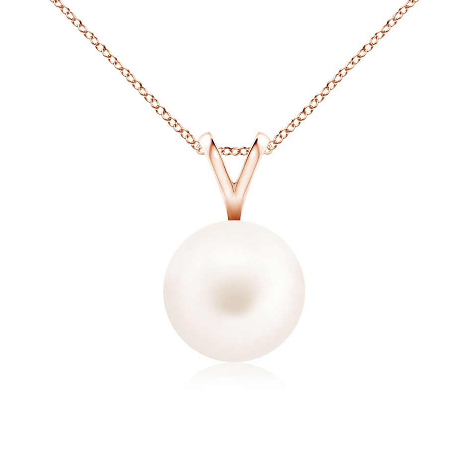 8mm AA Freshwater Pearl Solitaire V-Bale Pendant in Rose Gold 