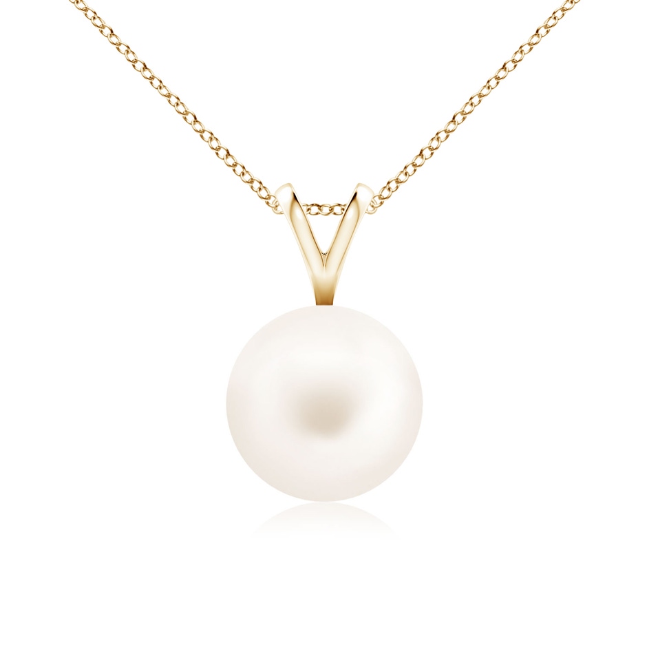 8mm AA Freshwater Pearl Solitaire V-Bale Pendant in Yellow Gold 