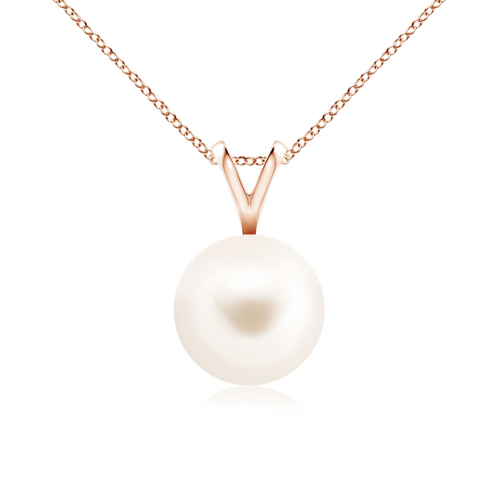 8mm AAA Freshwater Pearl Solitaire V-Bale Pendant in Rose Gold