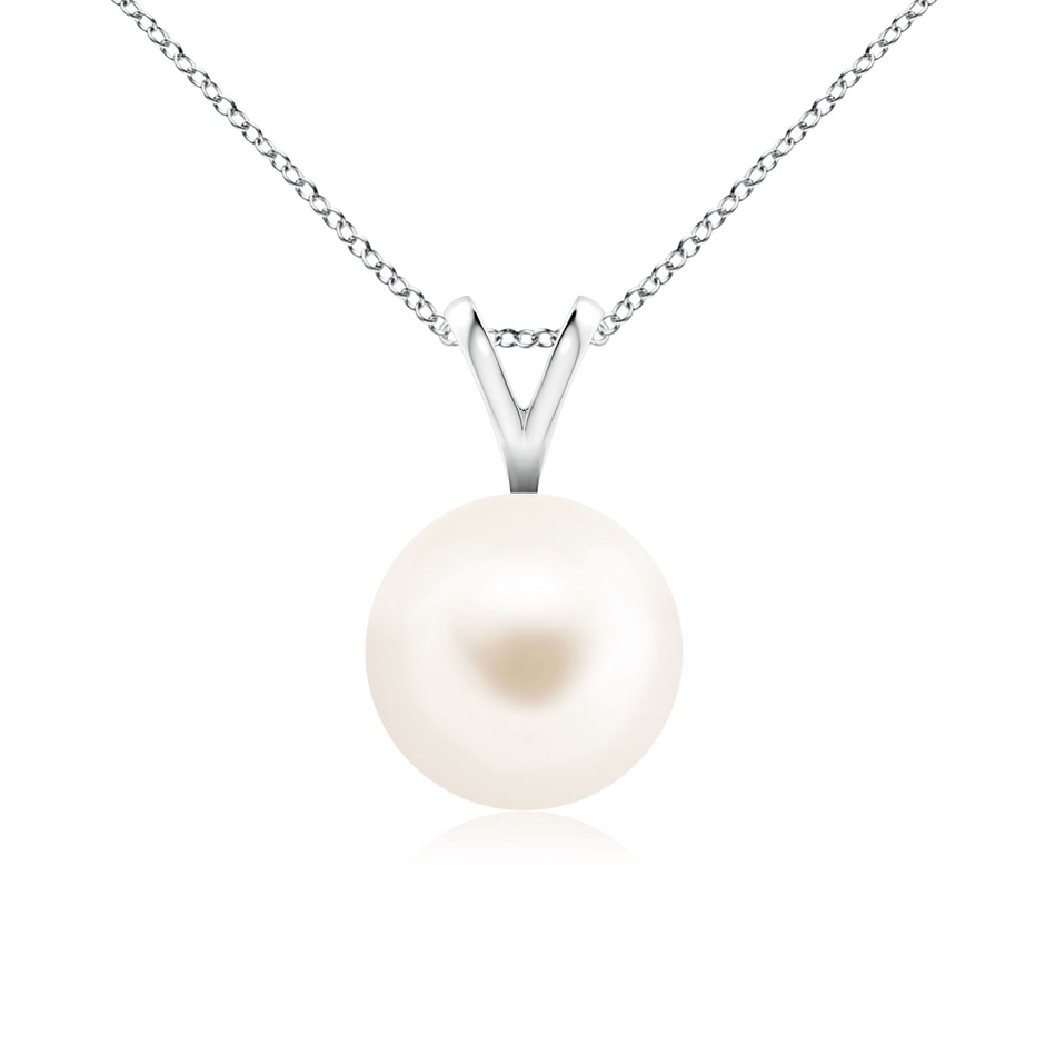 8mm AAA Freshwater Pearl Solitaire V-Bale Pendant in White Gold 