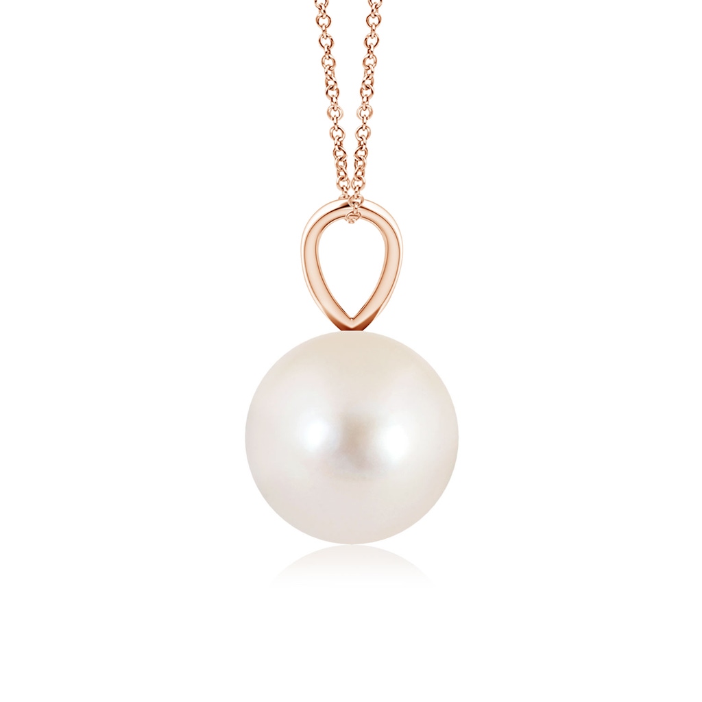8mm AAAA Freshwater Pearl Solitaire V-Bale Pendant in Rose Gold Side-1