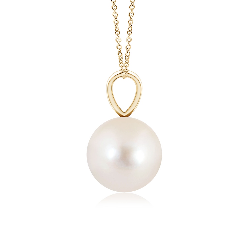 8mm AAAA Freshwater Pearl Solitaire V-Bale Pendant in Yellow Gold Side-1