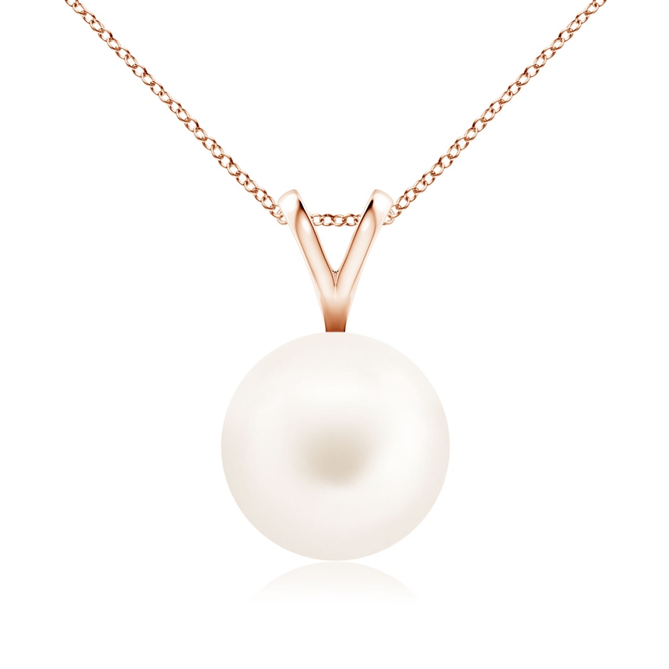 9mm AA Freshwater Pearl Solitaire V-Bale Pendant in Rose Gold 