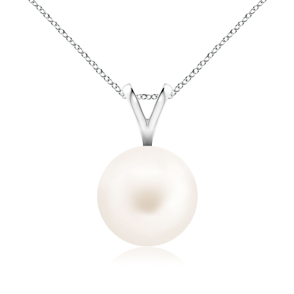 9mm AA Freshwater Pearl Solitaire V-Bale Pendant in White Gold 