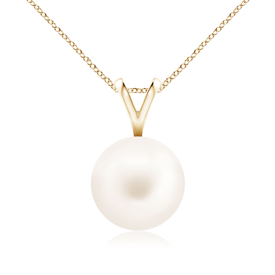 9mm AA Freshwater Pearl Solitaire V-Bale Pendant in Yellow Gold 