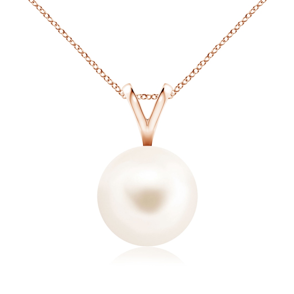 9mm AAA Freshwater Pearl Solitaire V-Bale Pendant in Rose Gold