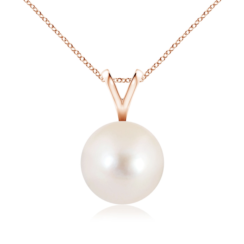 9mm AAAA Freshwater Pearl Solitaire V-Bale Pendant in Rose Gold
