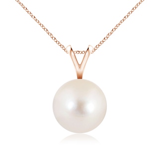 9mm AAAA Freshwater Pearl Solitaire V-Bale Pendant in Rose Gold