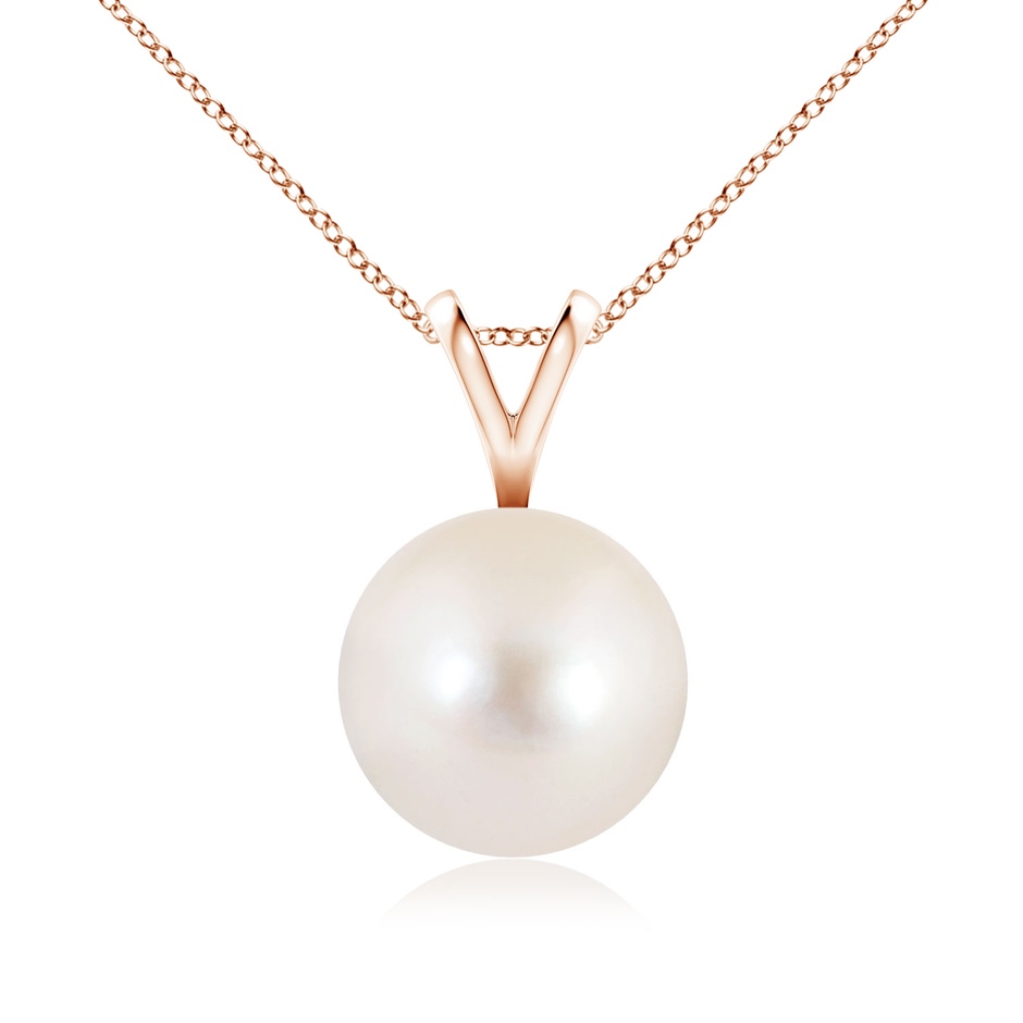 9mm AAAA Freshwater Pearl Solitaire V-Bale Pendant in Rose Gold 