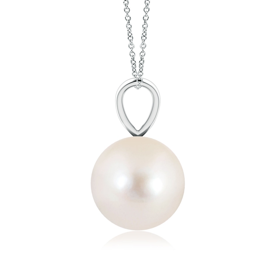 9mm AAAA Freshwater Pearl Solitaire V-Bale Pendant in White Gold side-1