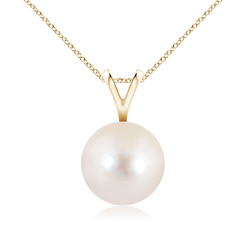 9mm AAAA Freshwater Pearl Solitaire V-Bale Pendant in Yellow Gold