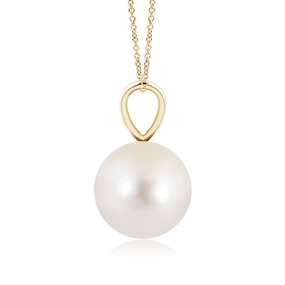 9mm AAAA Freshwater Pearl Solitaire V-Bale Pendant in Yellow Gold side-1