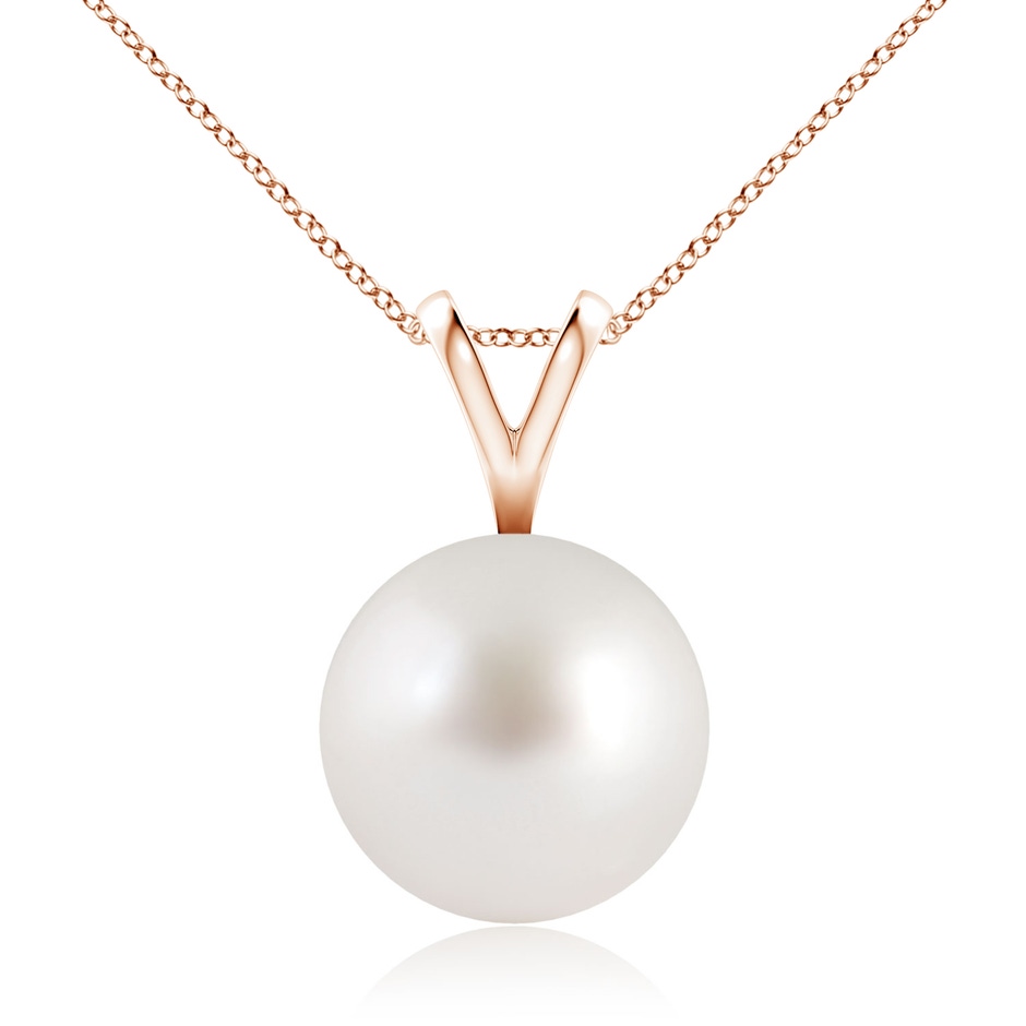 10mm AAA South Sea Pearl Solitaire V-Bale Pendant in Rose Gold 