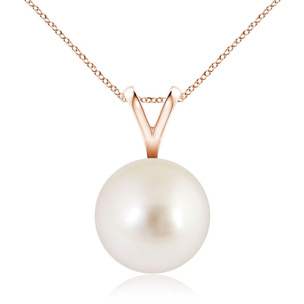 10mm AAAA South Sea Pearl Solitaire V-Bale Pendant in Rose Gold
