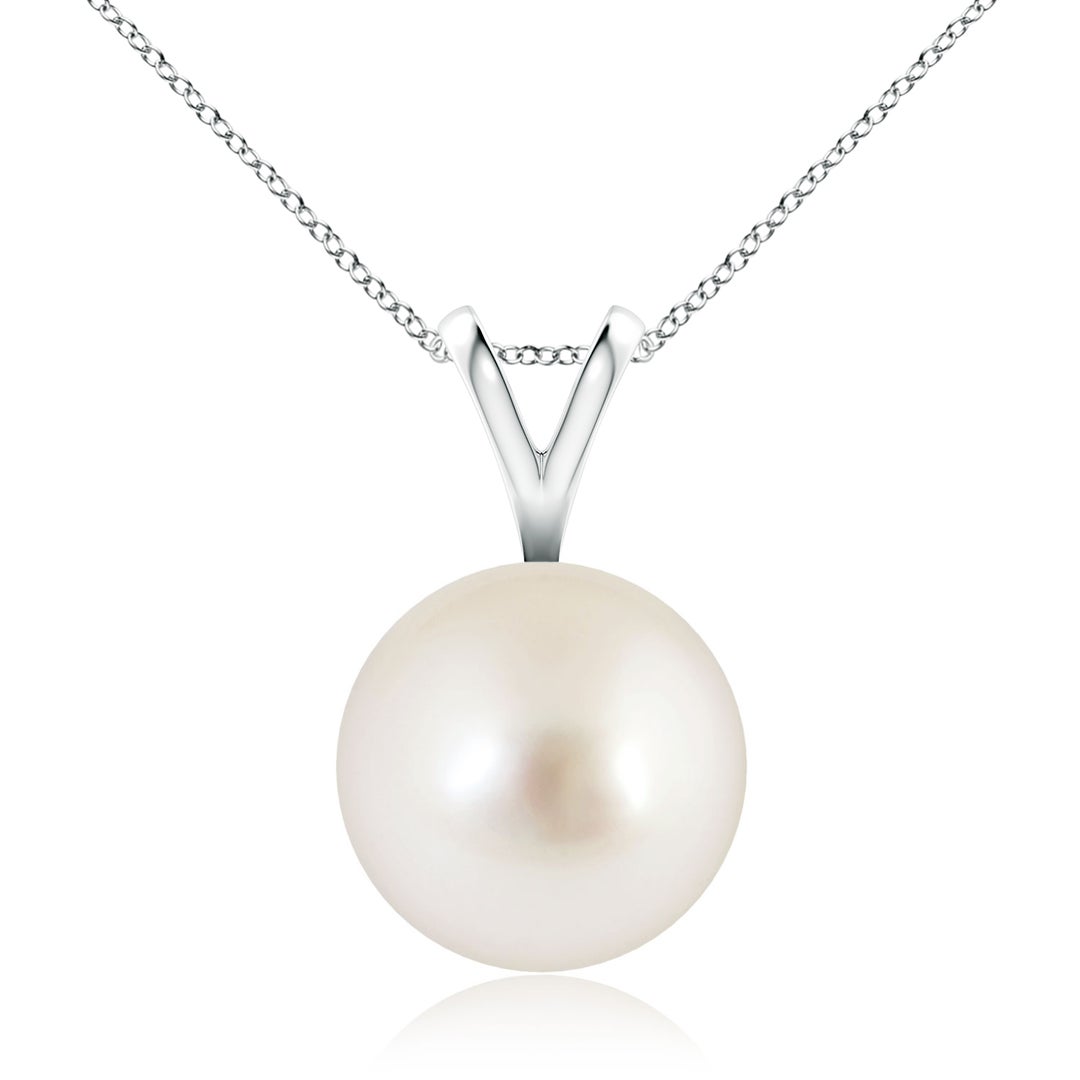 10mm AAAA South Sea Pearl Solitaire V-Bale Pendant in White Gold