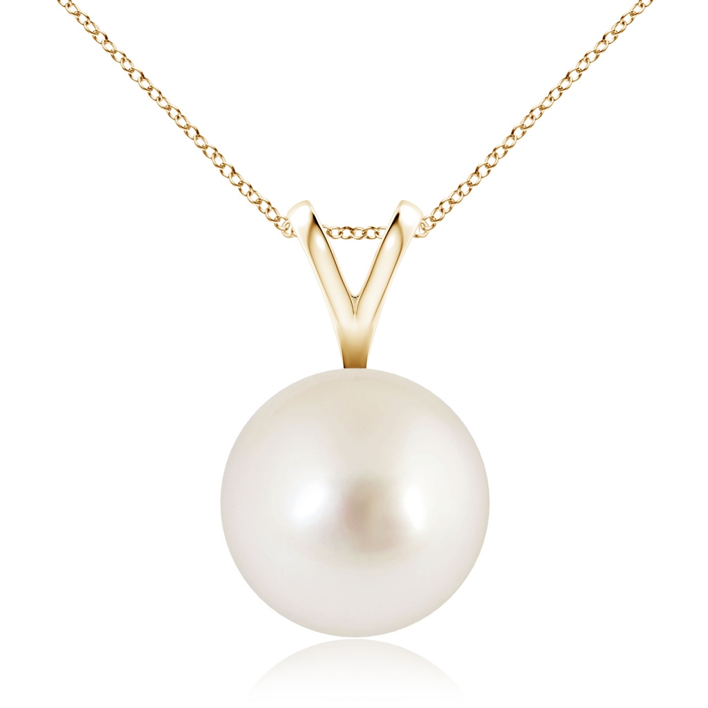 10mm AAAA South Sea Pearl Solitaire V-Bale Pendant in Yellow Gold 