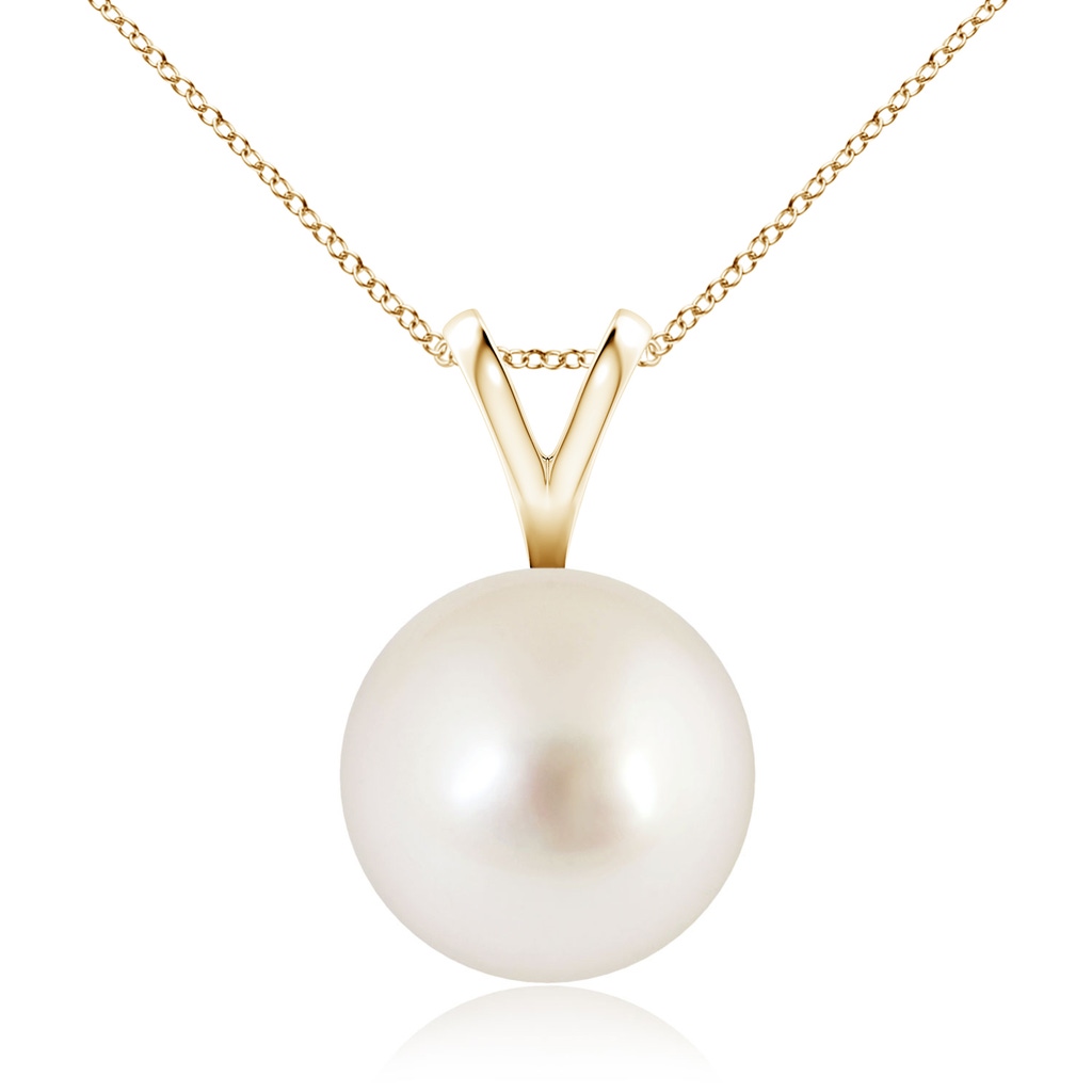 10mm AAAA South Sea Pearl Solitaire V-Bale Pendant in Yellow Gold