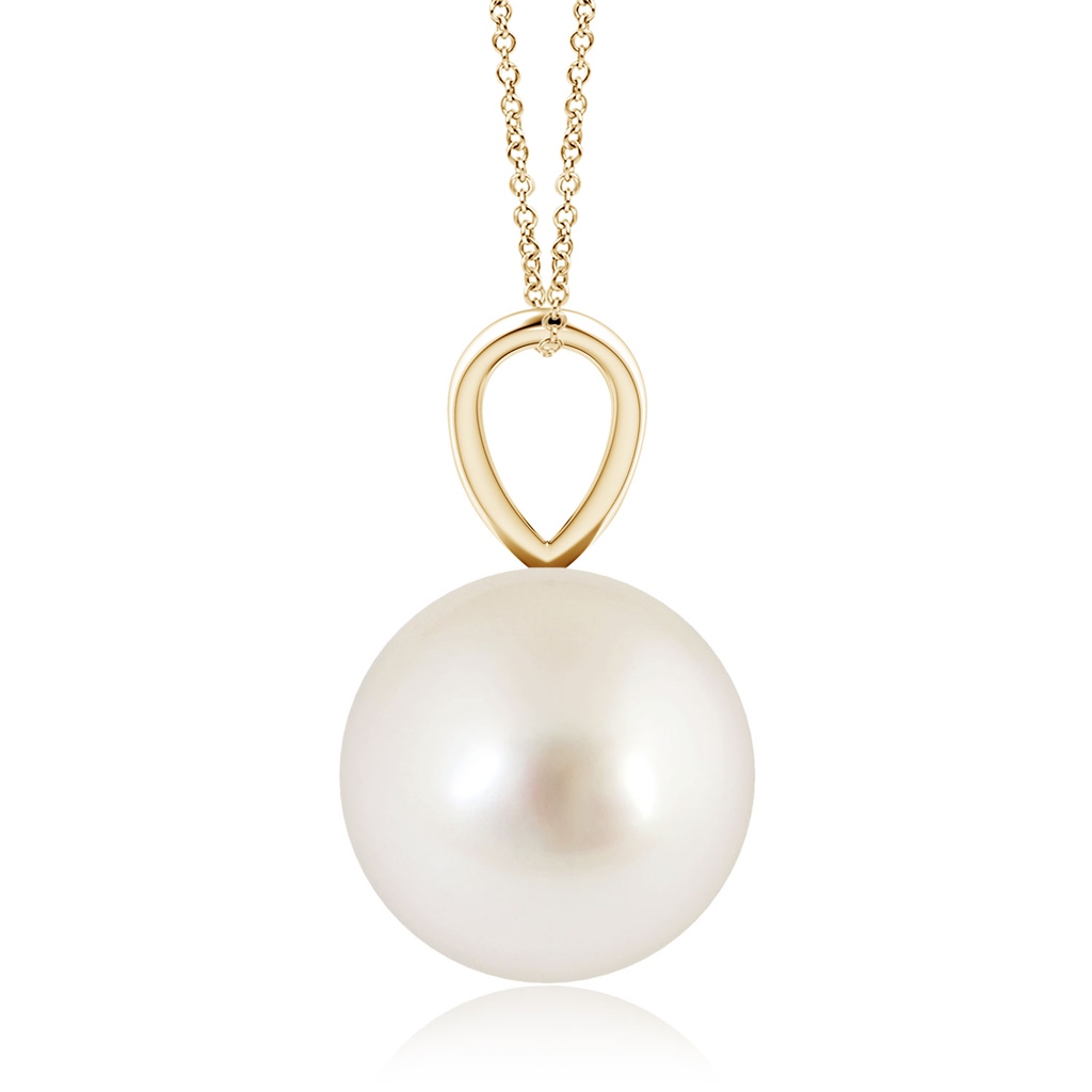 10mm AAAA South Sea Pearl Solitaire V-Bale Pendant in Yellow Gold Side-1