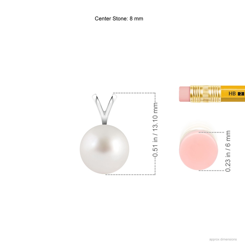 8mm AAA South Sea Pearl Solitaire V-Bale Pendant in P950 Platinum ruler