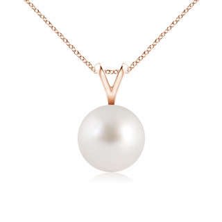 8mm AAA South Sea Pearl Solitaire V-Bale Pendant in Rose Gold