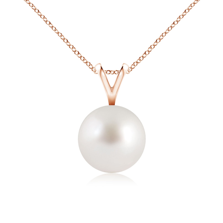 8mm AAA South Sea Pearl Solitaire V-Bale Pendant in Rose Gold 