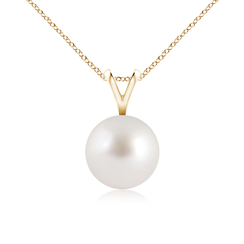 8mm AAA South Sea Pearl Solitaire V-Bale Pendant in Yellow Gold 