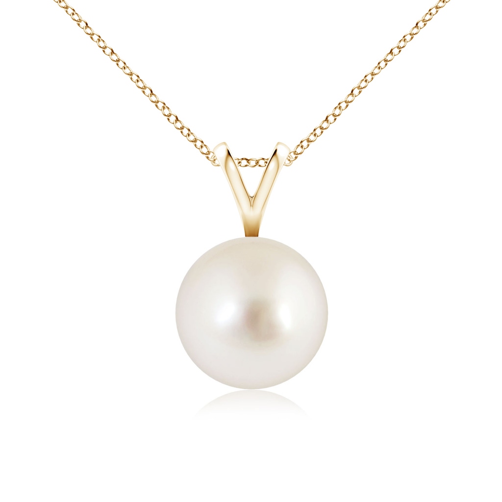8mm AAAA South Sea Pearl Solitaire V-Bale Pendant in Yellow Gold 