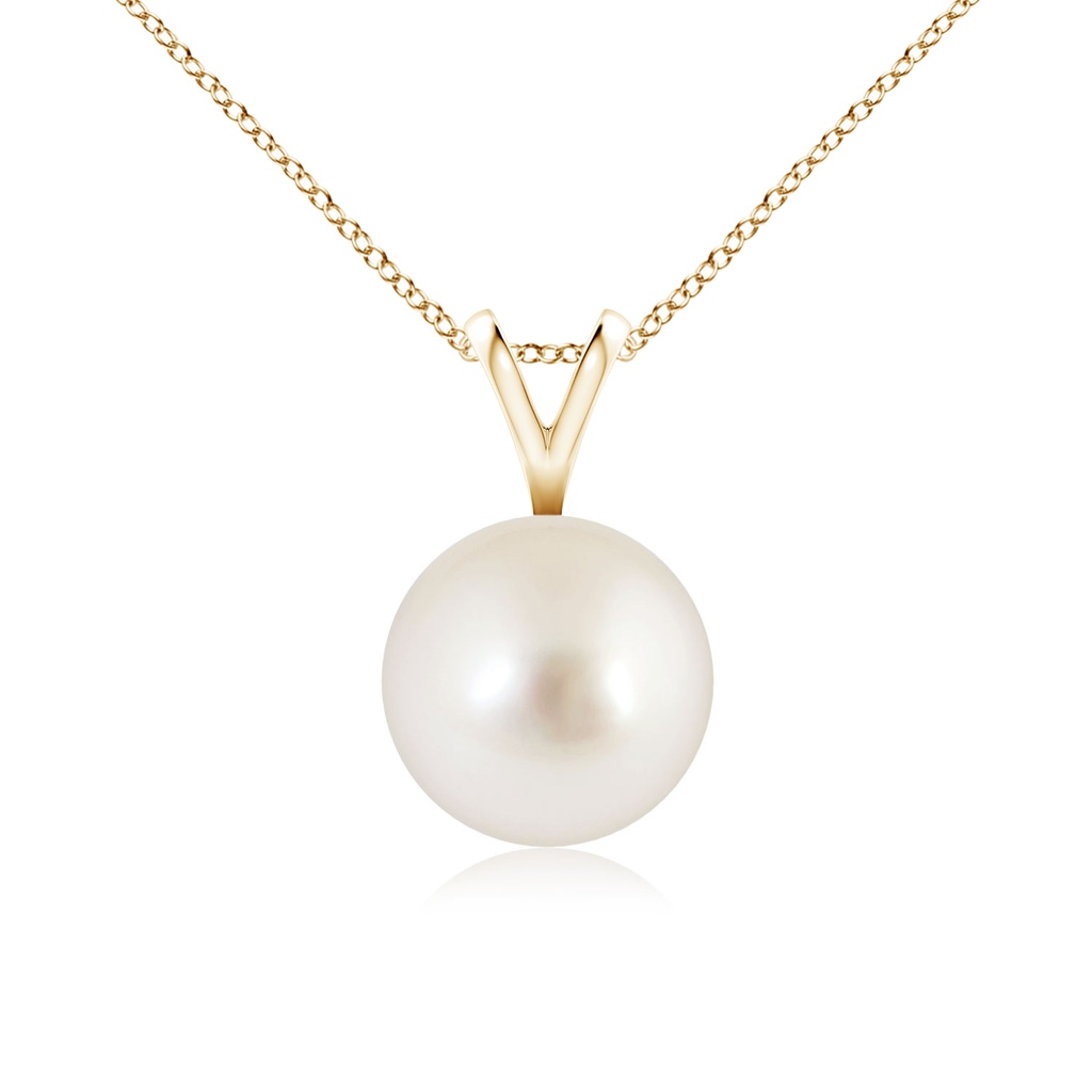 8mm AAAA South Sea Pearl Solitaire V-Bale Pendant in Yellow Gold