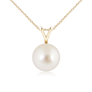 8mm AAAA South Sea Pearl Solitaire V-Bale Pendant in Yellow Gold